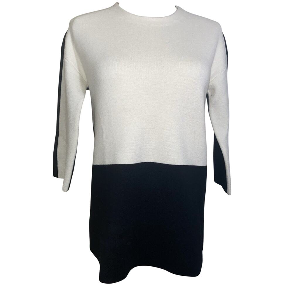 L.k.bennett Size XS Sweater/Jumper Black/Cream Wool Blend RN132258